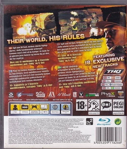 50 Cent Blood On Sand -  PS3 (B Grade) (Genbrug)